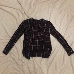 CHARLOTTE RUSSE maroon, black, and white flannel